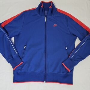 Nike Track Jacket Blue Red Full Zip Retro Athletic Jacket Medium